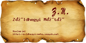 Zöldhegyi Máté névjegykártya